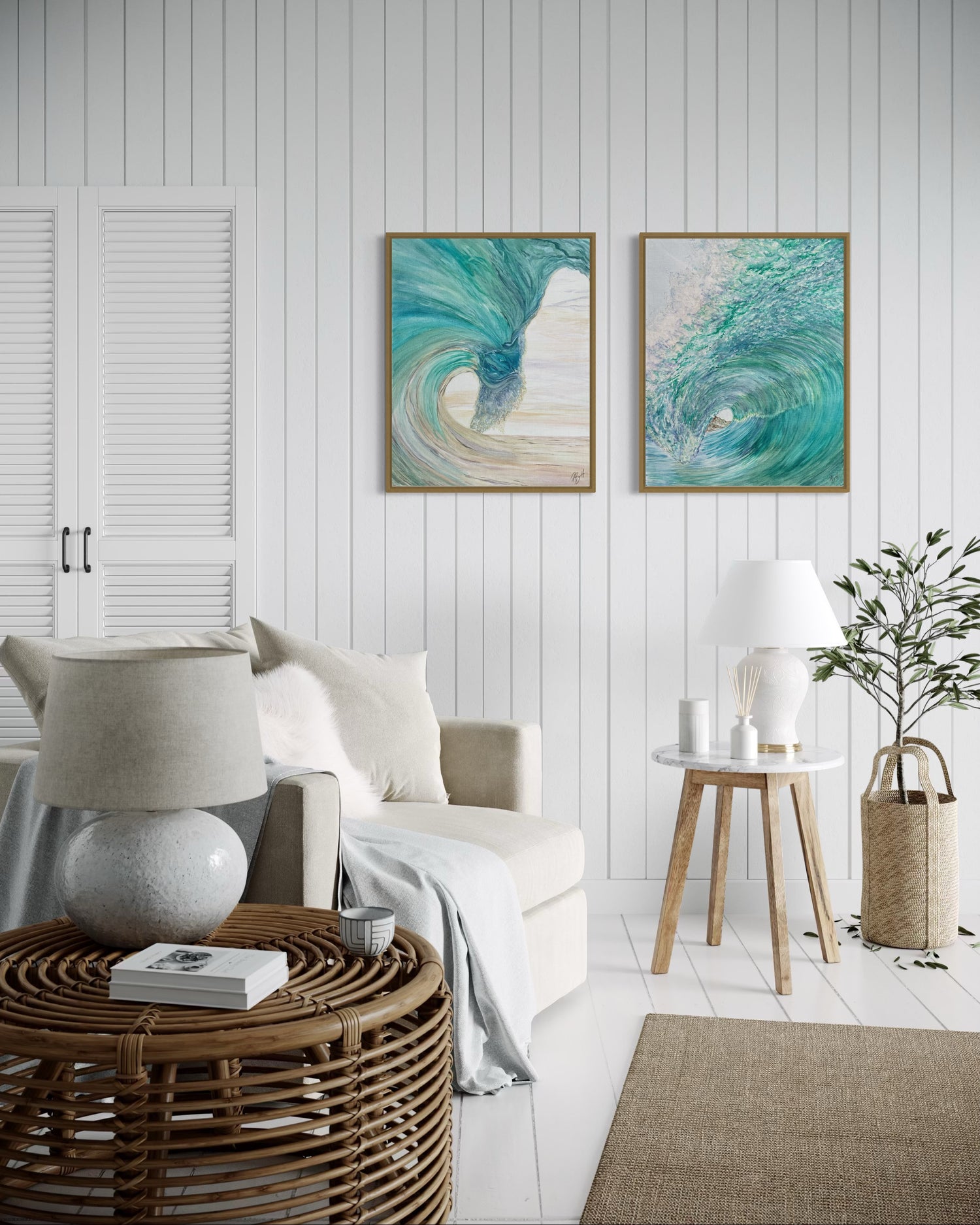 Hawaii Wave Surf Fine Art Watercolor Painting