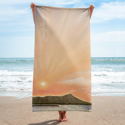 "Sunrise Over Diamond Head" Beach Towel