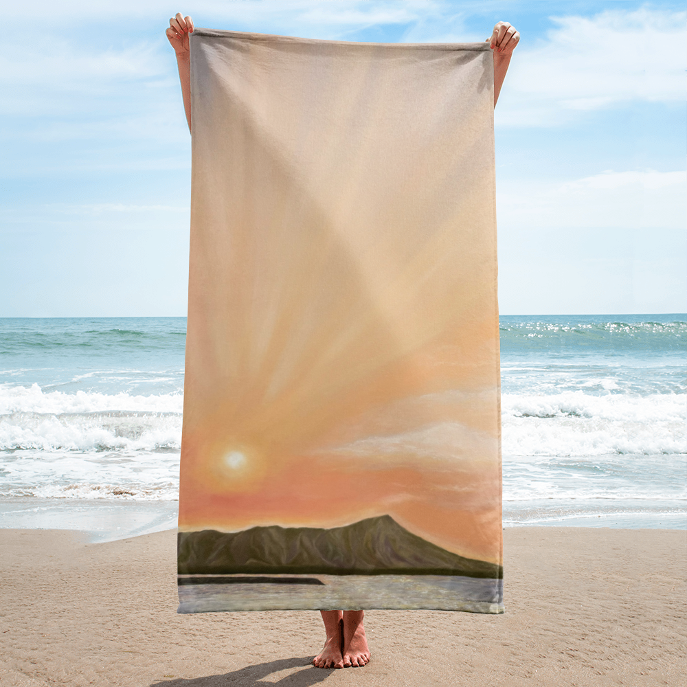 "Sunrise Over Diamond Head" Beach Towel